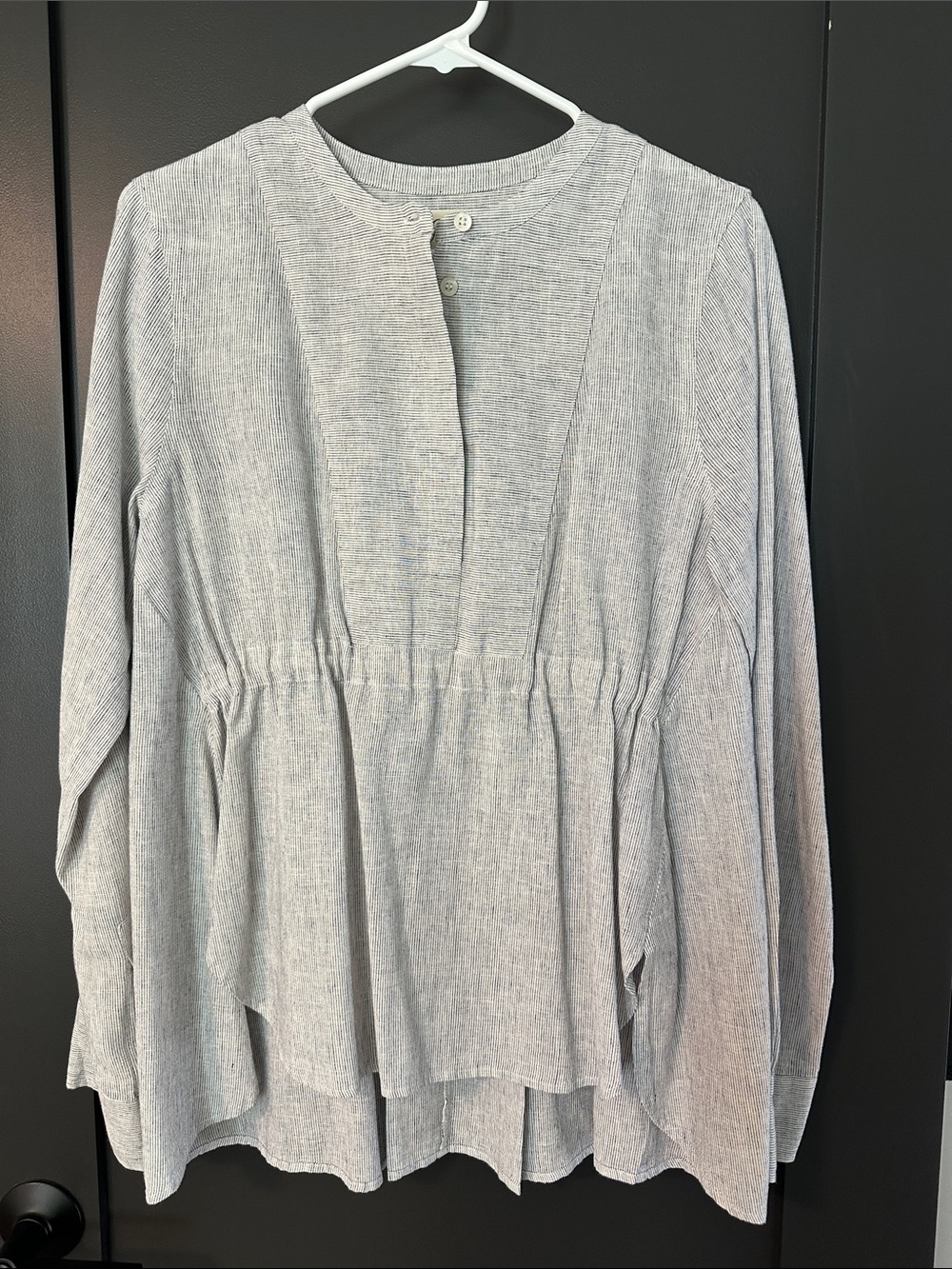 J.Crew Navy Stripe Peplum Long-Sleeve Tunic